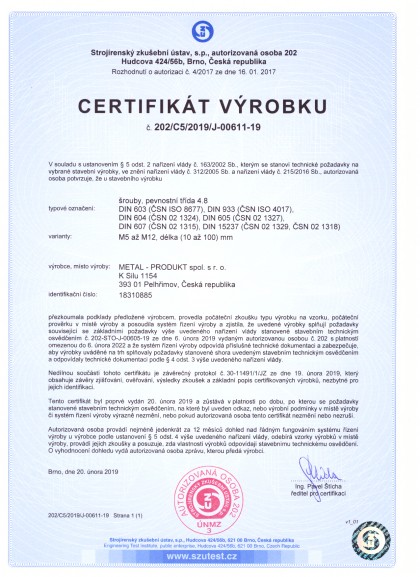 Certifikáty do strojírenství a stavebnictví