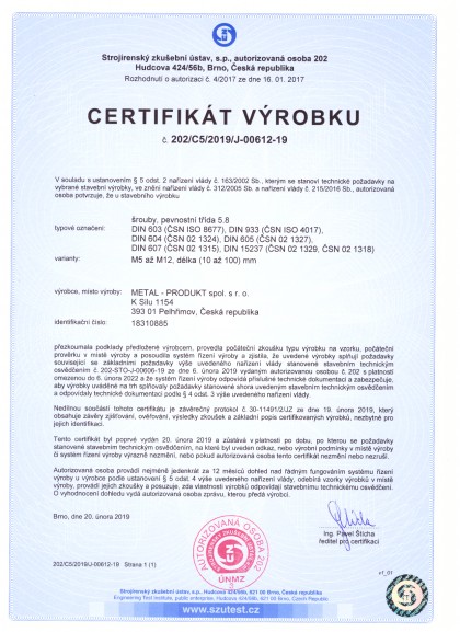 Certifikáty do strojírenství a stavebnictví